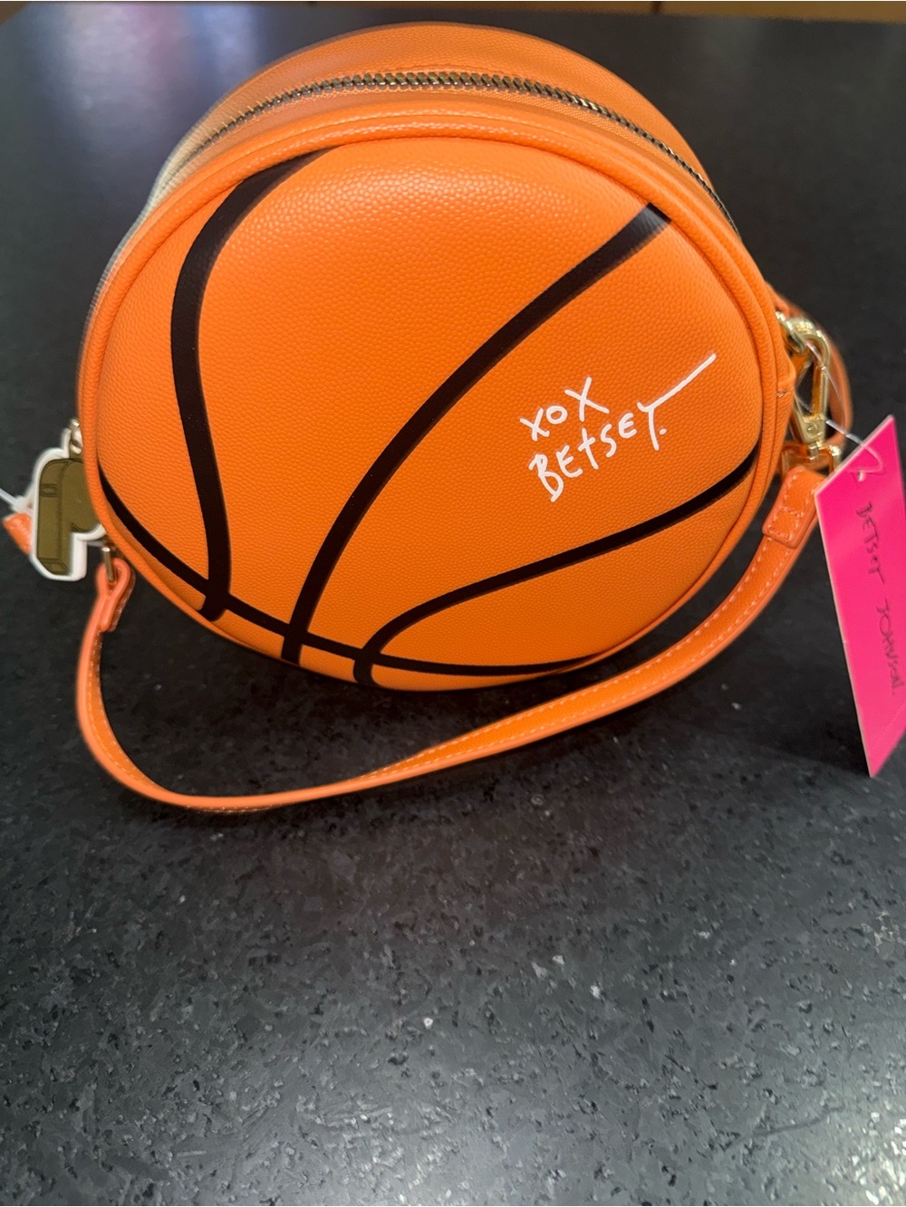 NEW Betsey Johnson Orange Basketball Shaped Removable Crossbody, Top Handle Bag